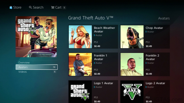 GTA 5 PSN Store Avatars