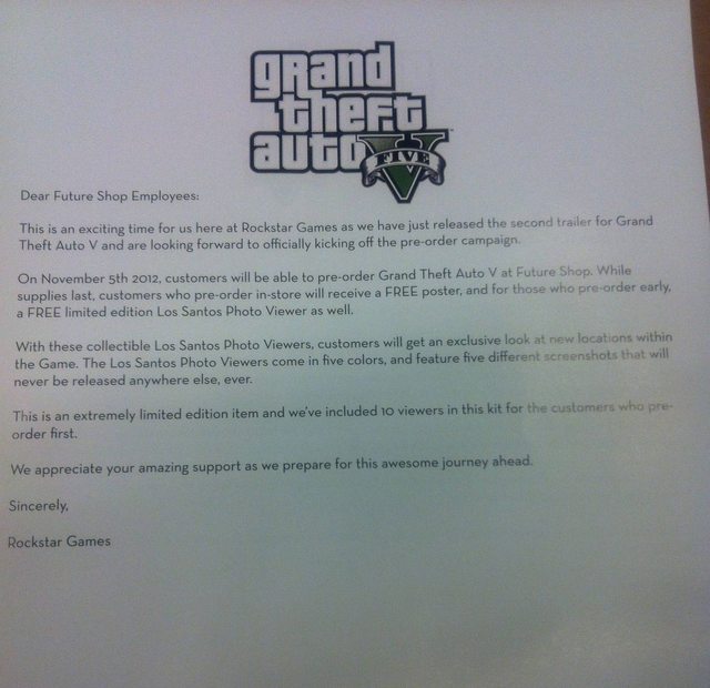 GTA 5 letter to retailers