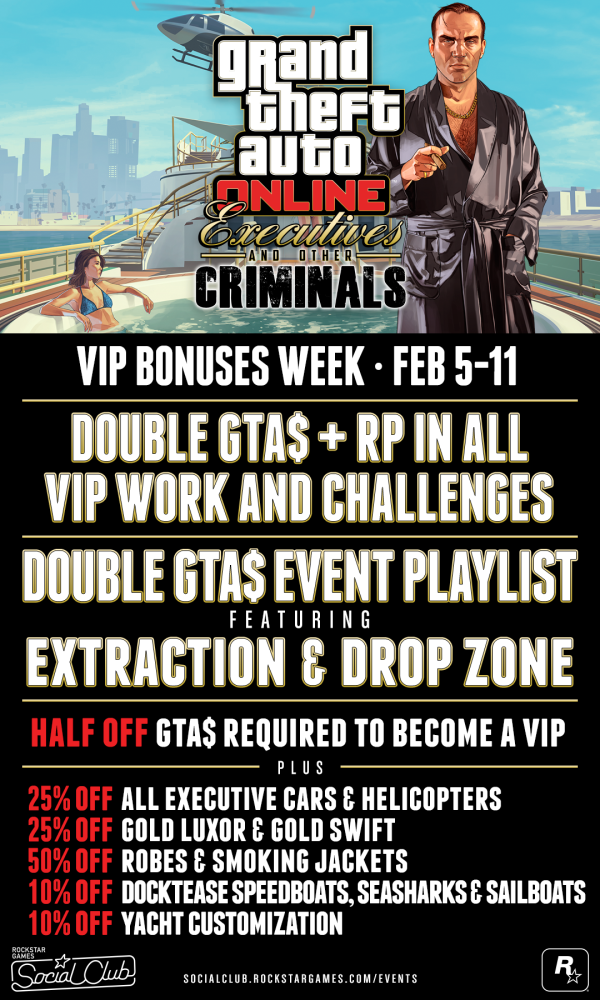 GTA Online Weekly Update (February 23) - bonus rewards, discounts