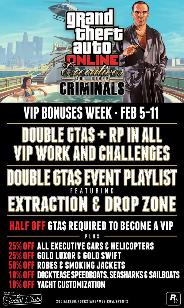 List of free gifts and bonuses for GTA Online this Tuesday, 4/20