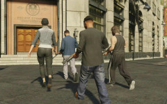 gta online gameplay outside a bank