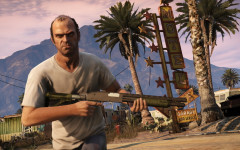 official screenshot trevor with a shotgun