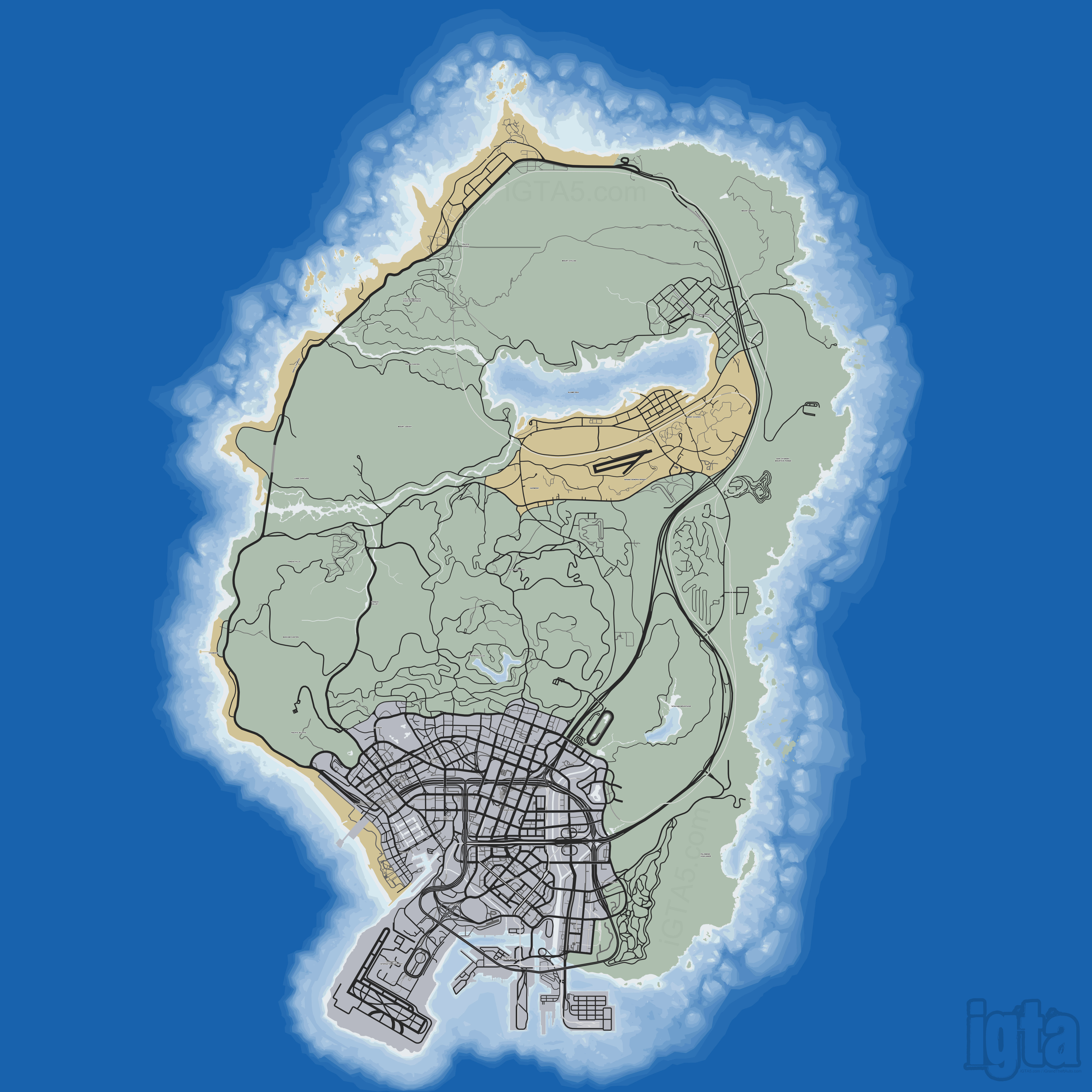 Size comparison of map of GTA 5